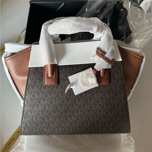 Michael Kors Brown Satchel with Signature Monogram
